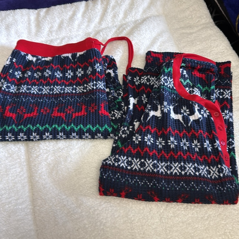 Festive Knit Pants with Reindeer Pattern